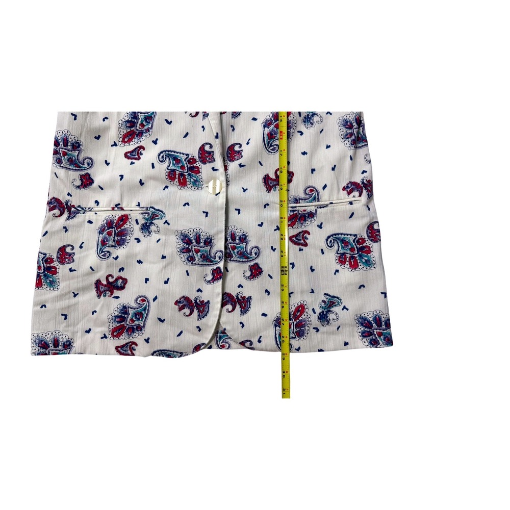 VTG Worthington‎ Paisley Print Blazer Jacket White Red Blue USA  in Women Size 6 - Picture 7 of 9